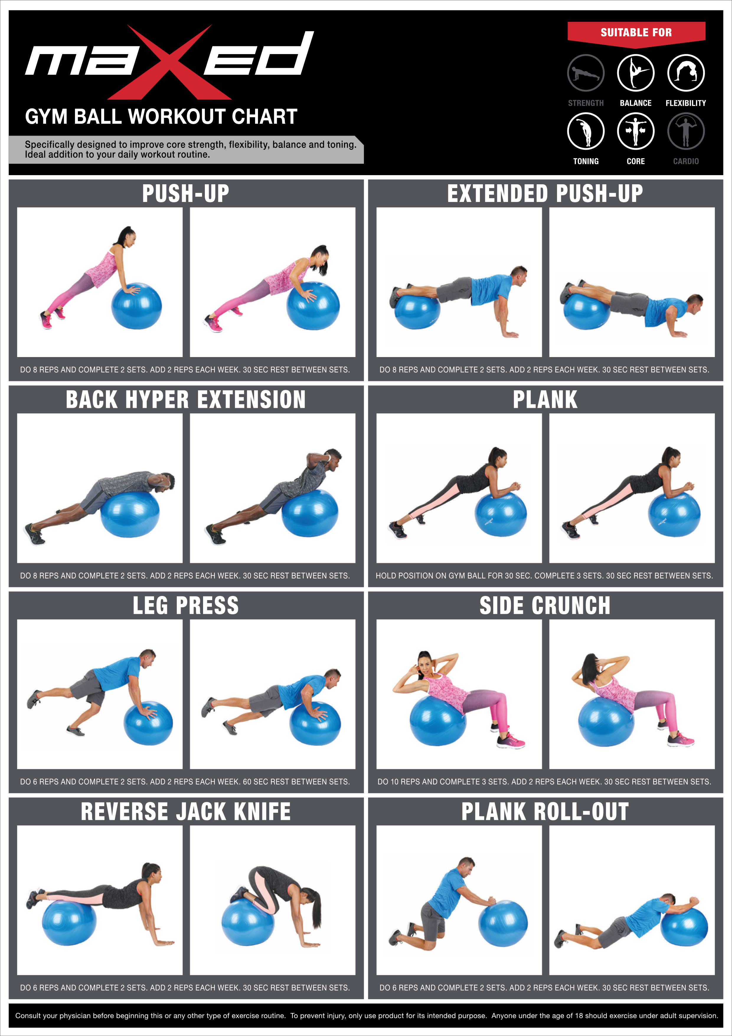 Free Printable Exercise Ball Workout Chart | EOUA Blog